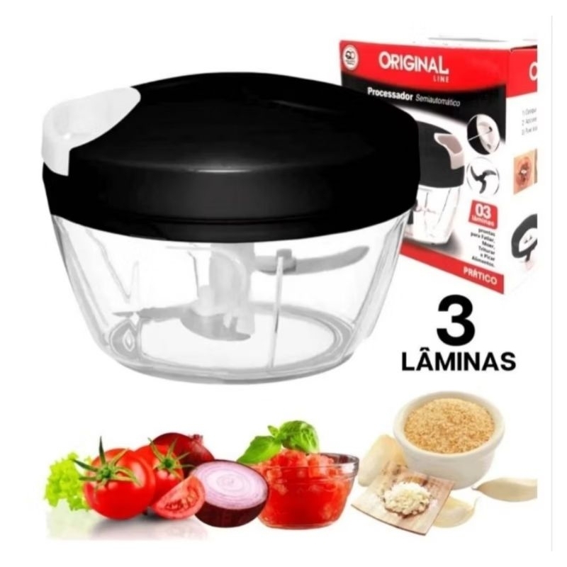 Mini Processador De Alimentos Manual Triturador De Alho Cebola 500ml