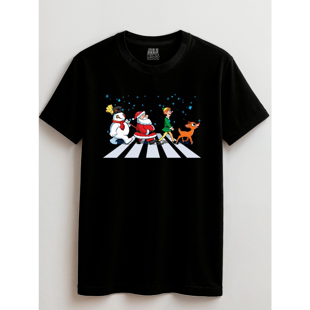Camisa Noel na Estrada 100% Algodão Natal Unissex 2 ao 16 anos Juvenil e Infantil