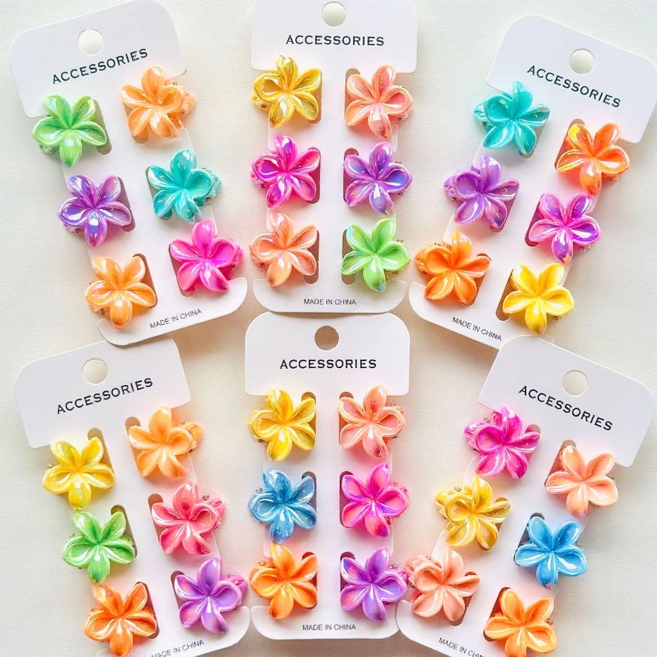 Kit 6/12 Presilhas de Cabelo Flor Colorida – Acessório Infantil e Feminino, Estilo Tropical, Leve e Resistente