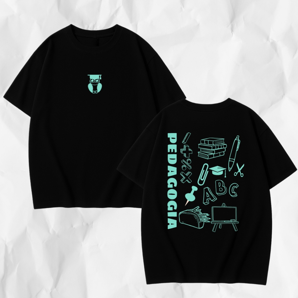 Blusa Curso de Pedagogia Camiseta 100% Algodão Farda Universitária Faculdade Professores Símbolo Coruja Tshirt Estampada