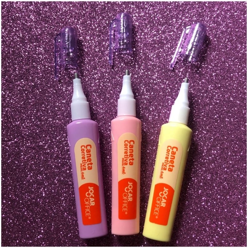 Kit 3 / 2 / 1 mini caneta corretivo líquido 4ml Jocar Office Leonora em Oferta na Shopee