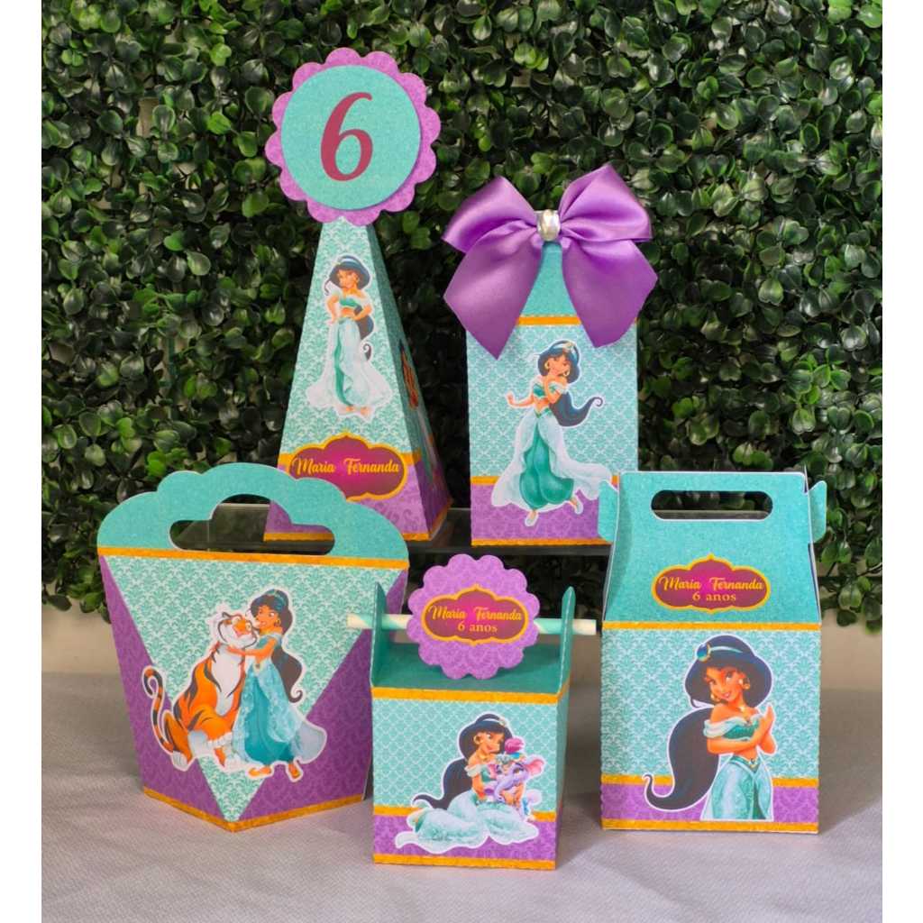 Kit Festa Personalizados Jasmine Princesa /Aladim / Caixinha para Festa/ lembrancinhas PEGUE E MONTE