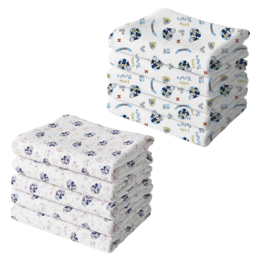 Pacote 5 Fraldas de Pano Bebê Disney Luxo 100% Algodão Tecido Duplo | Kit Fralda de Ombro Grande Alta Absorção 70 x 70cm em Oferta na Shopee
