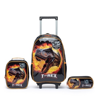 Kit Mochila Lancheira Estojo Rodinhas Guelph Escolar T Rex Menino Infantil em Oferta na Shopee