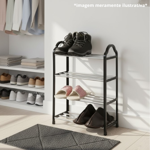 Sapateira 8 pares Casita 4 Andares em PVC – Ideal para Quartos e Closets, Leve e de Fácil Montagem
