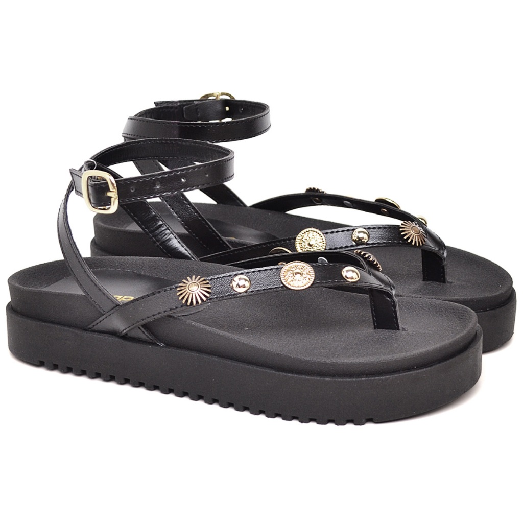 Papete Sandália Feminina Detalhes Em Metal Preto CAPRI  Dubuy 2094DB em Oferta na Shopee