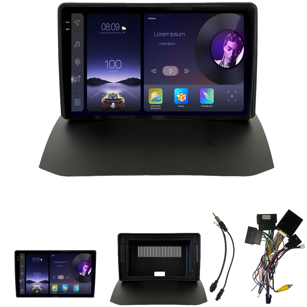 Imagem MÍDIA ADAK iPLAY 2RAM 64GB 9 FORD FIESTA / NEW FIESTA MEXICANO ATÉ 2015  COM CAMBUS ( F6045 )