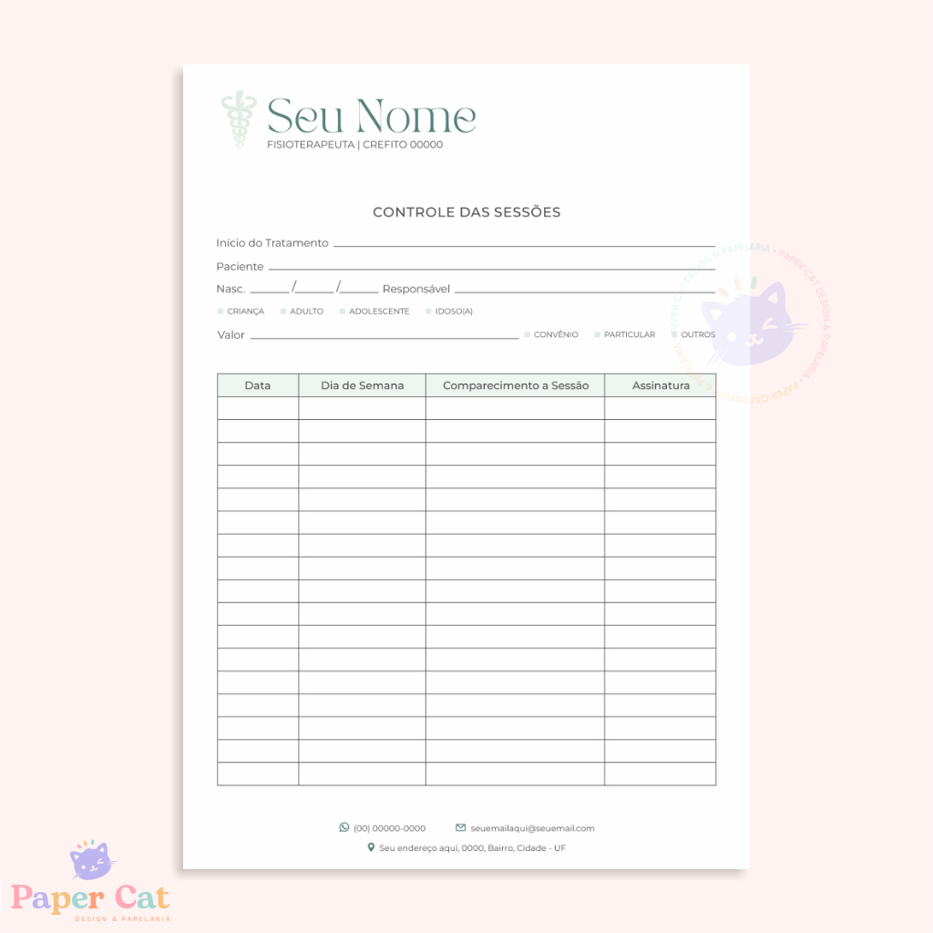 Bloco Controle das Sessões | Fisioterapia | Personalizado | Tamanho A5 | 50 Folhas em Oferta na Shopee