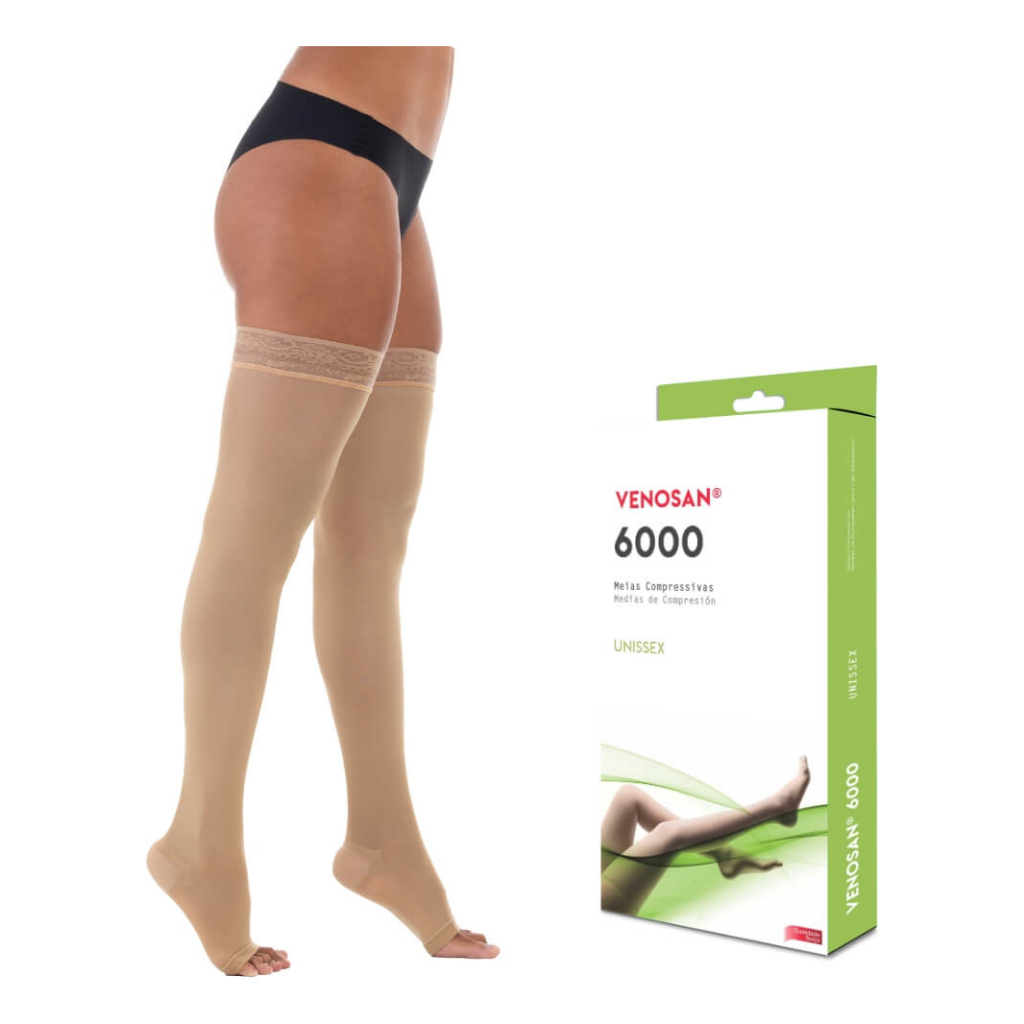 Meia Venosan 6000 20-30 Mmhg 7/8 Meia Coxa Bege Compressão