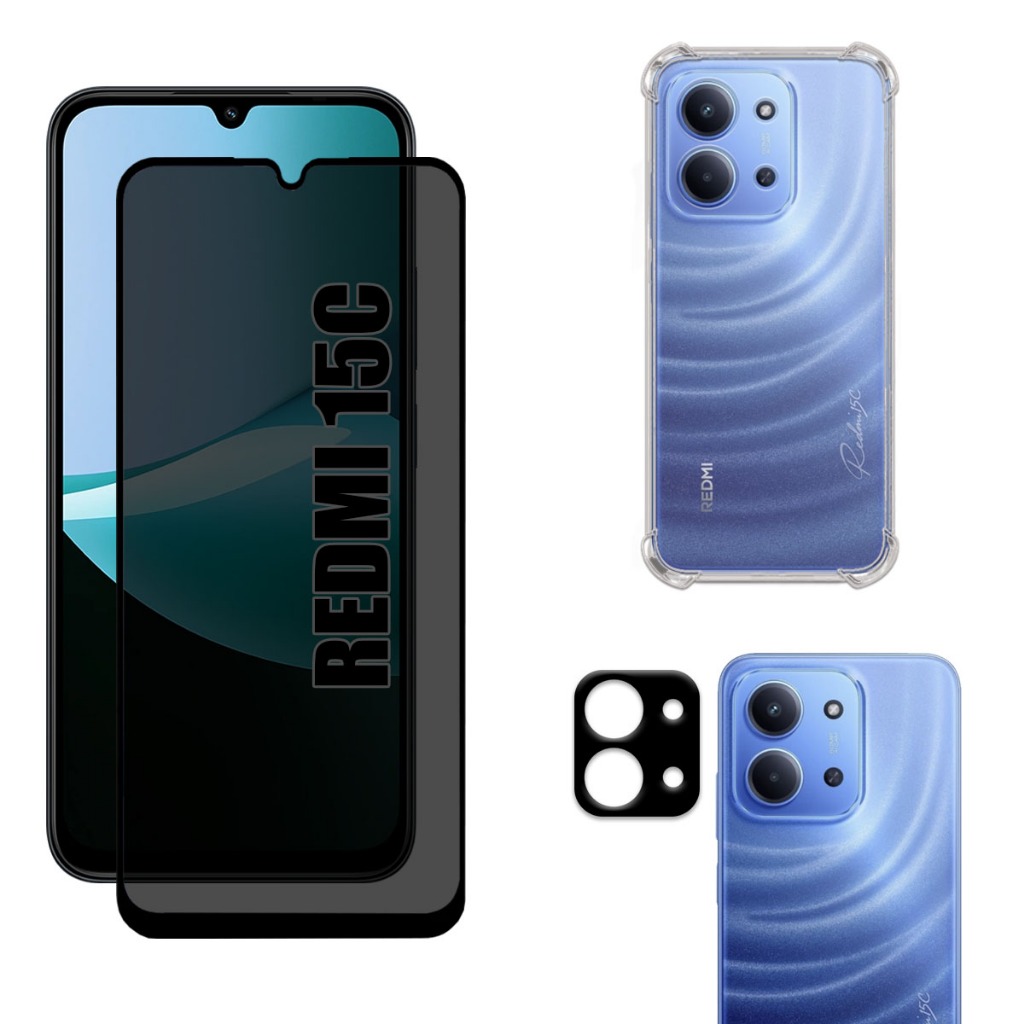 Kit Para Redmi 15C | Película de Privacidade Fosca - Capa Anti Shock - Película da Câmera 3D em Oferta na Shopee