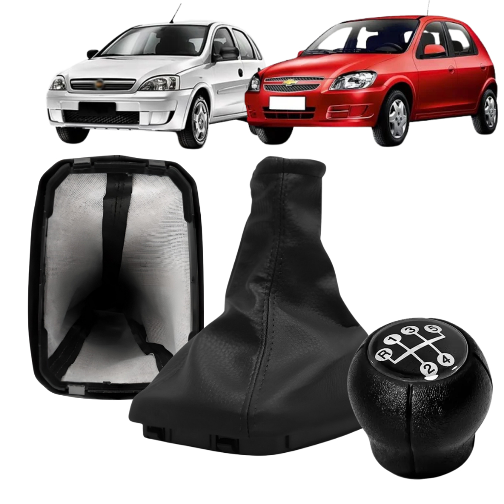 Conjunto Kit Manopla Cambio + Suporte e Coifa Corsa Celta Astra Meriva Vectra Original GM Chevrolet