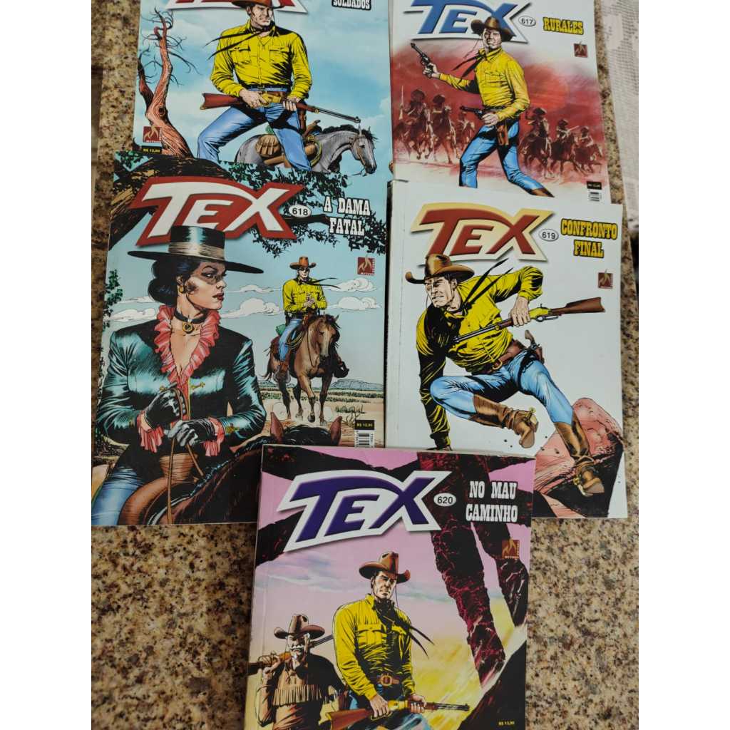 Lote c/ 05 unidades Gibi Tex Willer saga completa 616 / 617 / 618 / 619 / 620
