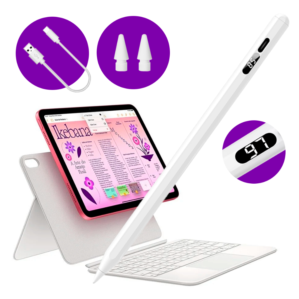 Caneta Pencil 10ª Geração para iPad Air/Pro/Mini Rejeição da Palma Inclinação Design Ergonômico em Oferta na Shopee