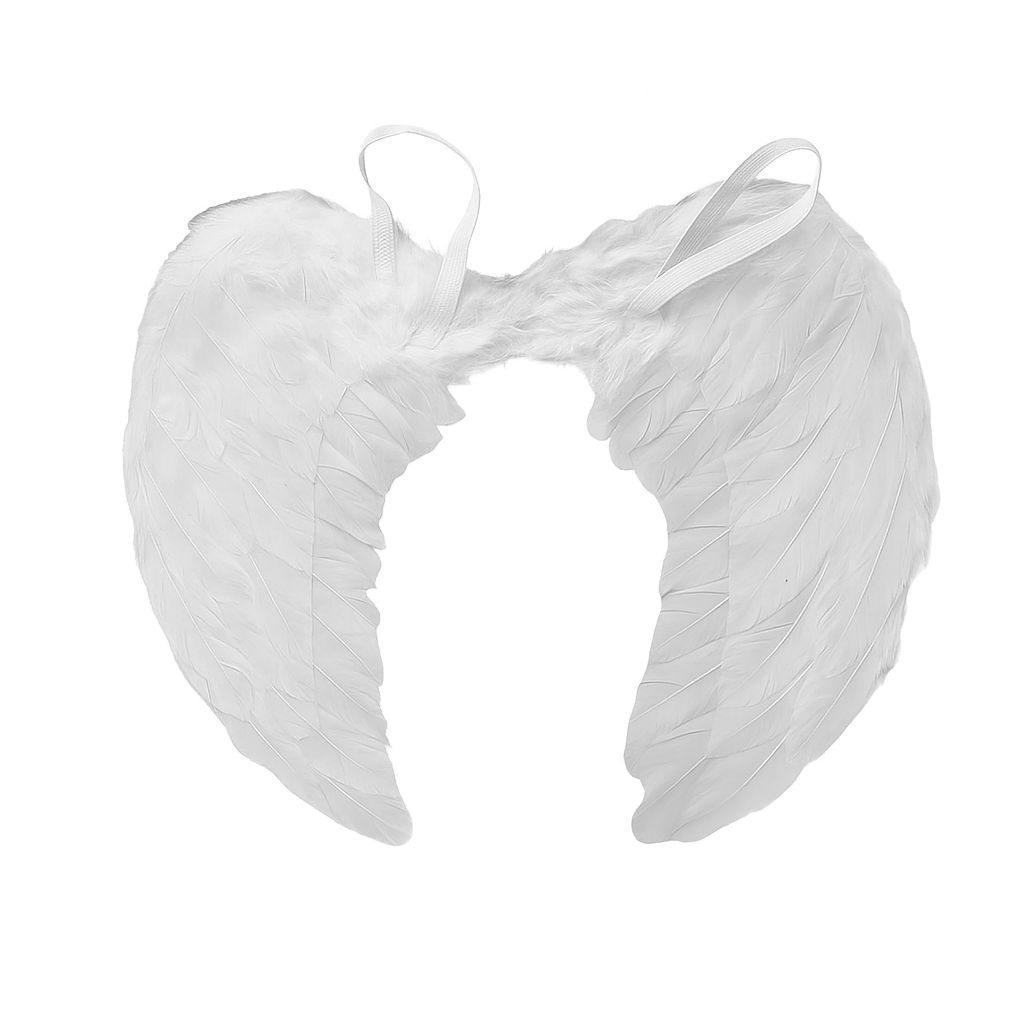 Asa de Anjo Branca com Penas Luxo 50cm Fantasia Para Carnaval Festa Cosplay