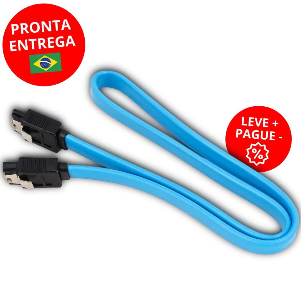 Kit CABO SATA 3.0 6Gb/s Alta Velocidade HDs SSDs com Trava de Segurança