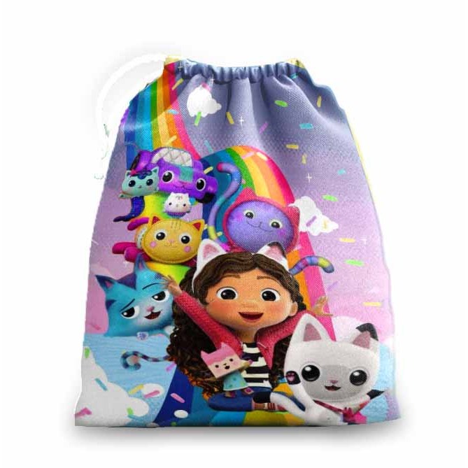 10 sacolinhas personalizada tecido CASA MAGICA GABI ARCO IRIS  lembrancinhas  aniversario 30cmx20cm