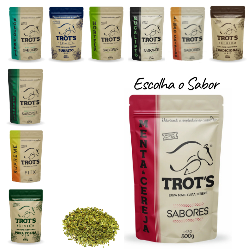 Erva Terere Trots Mate Premium Black Tereré Trot's Fresca Gelado Folha Pura Menta e Cereja 500g