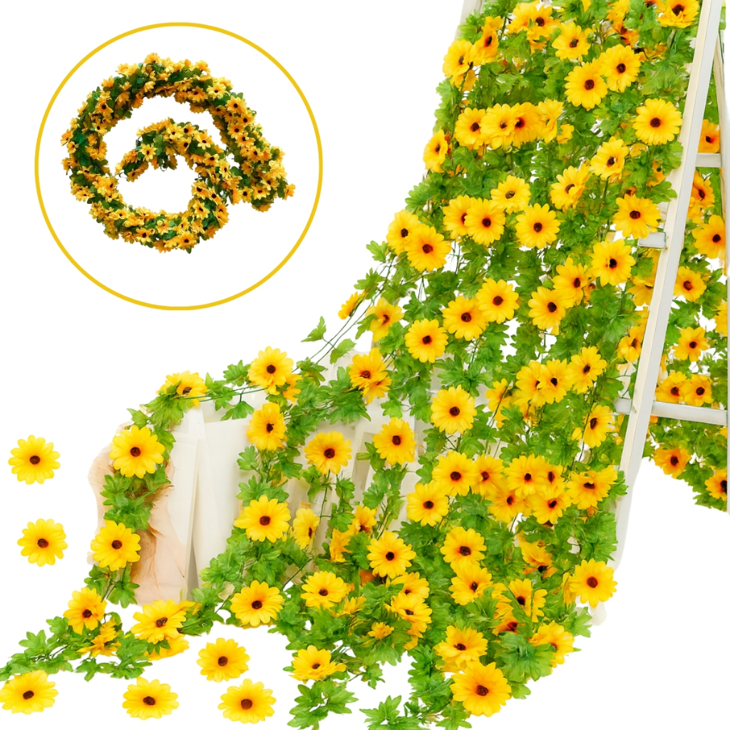 Kit 2 Corrente Girassol Artificial 380cm  cada Decoração E Eventos em Oferta na Shopee