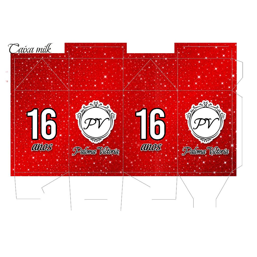 Kit Pegue Monte Personalizados Brasão Vermelho e Preto 20 a 60 Caixinhas Lembrancinhas Aniversário
