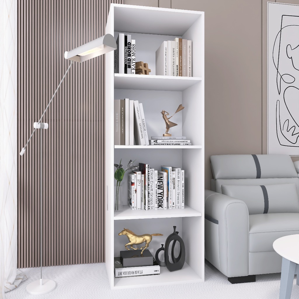 Estante Organizador Livreiro Com Prateleira - Para Sala Quarto Escritório Gold Branco - 2 Módulos