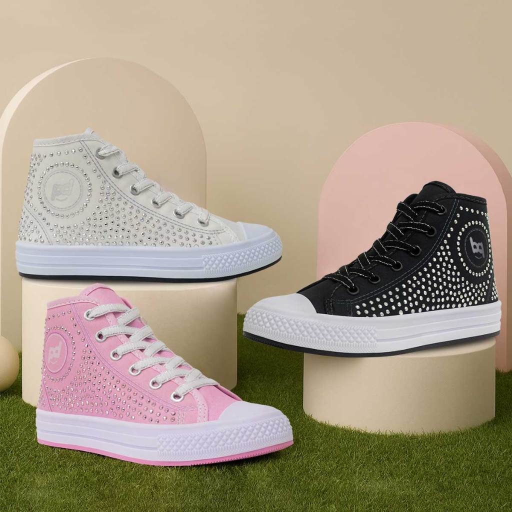 Tênis Infantil Cano Alto 23ao34 Fashion Menina Brilho 11.135 em Oferta na Shopee