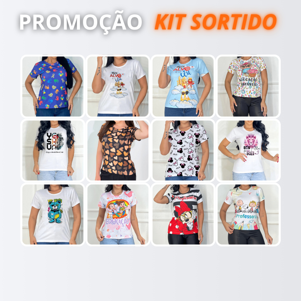 Kit Sortido Blusas Femininas Estampadas – Promoção Estilo e Conforto | Modelos Variados em Oferta na Shopee