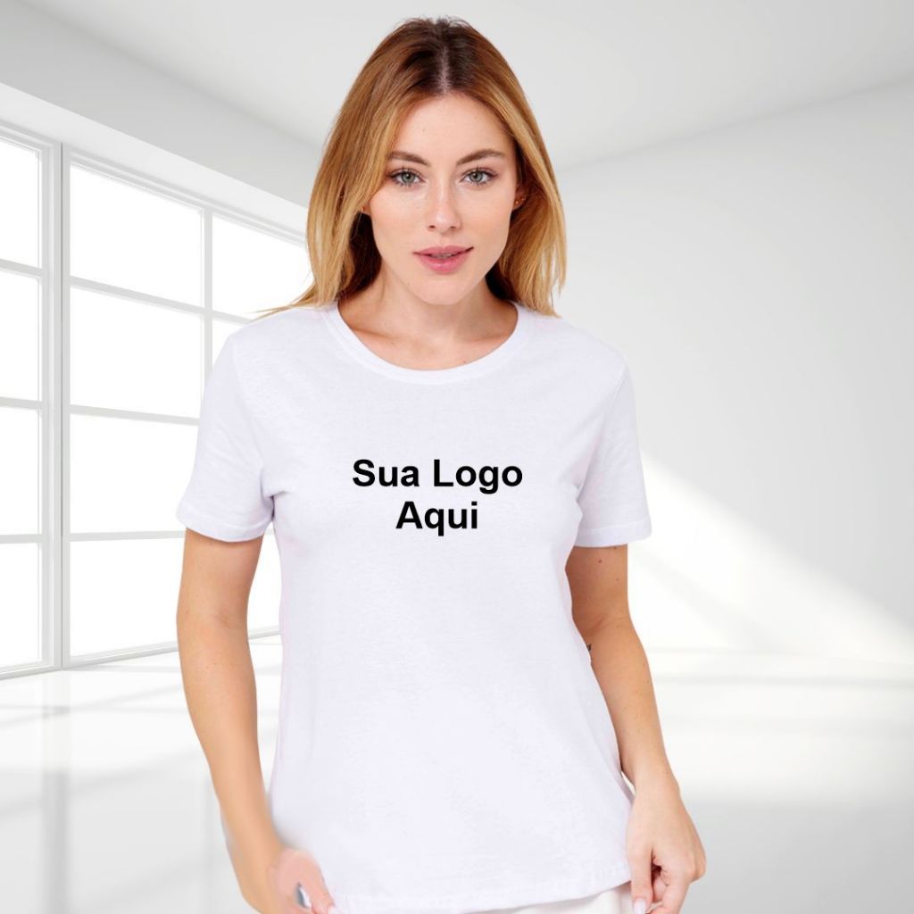 Camiseta Branca Unissex Básica Linda Personalizada com Sua Logo Confortável e Estilosa | Em Poliéster e Elastano
