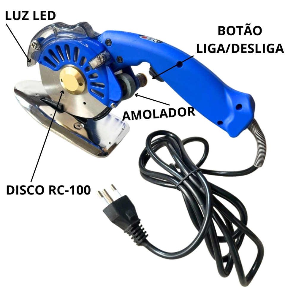 Máquina De Corte de Tecidos Direct Drive 4 Polegadas 200w Bi-Volt c/ Led