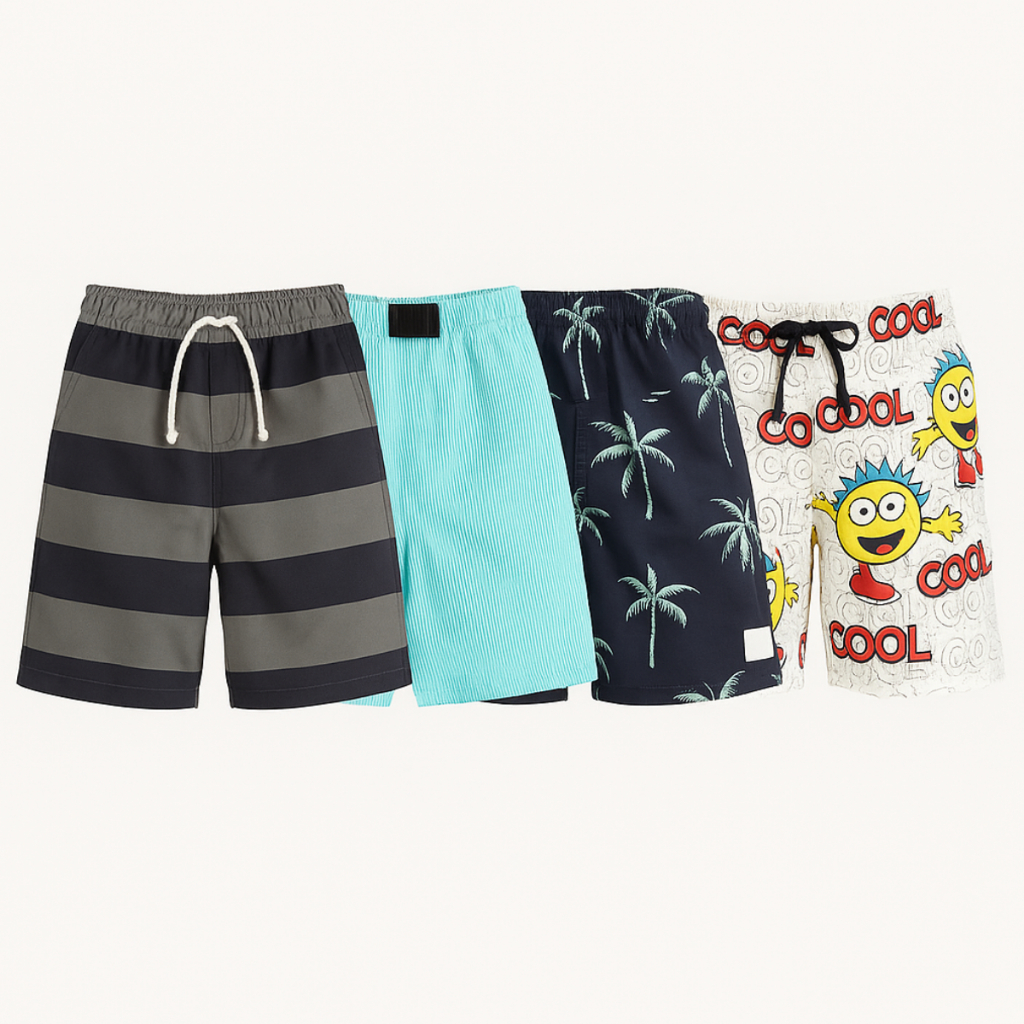 Kit 4 Bermudas Infantis Estampadas Sortidas – Prontas para o Verão