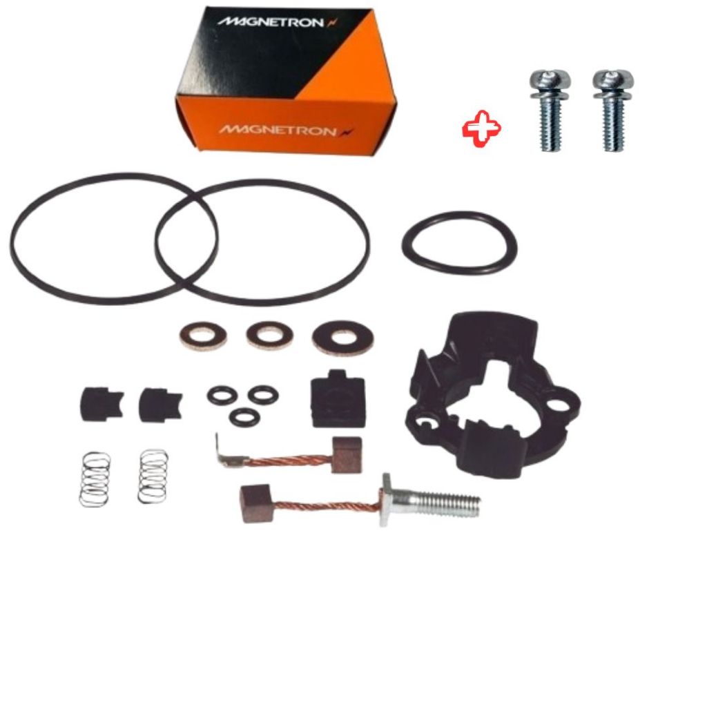 Suporte e Escovas Titan 150 160 Bros 160 Xre 190 Kit Reparo p/ Motor Partida Arranque + Parafusos