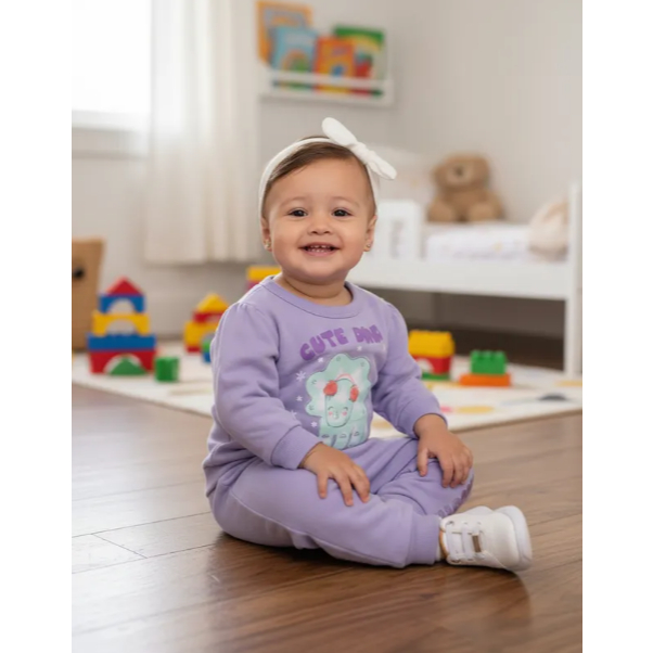 Conjunto Moletom Felpado Bebê Infantil Inverno - Tamanho P ao G