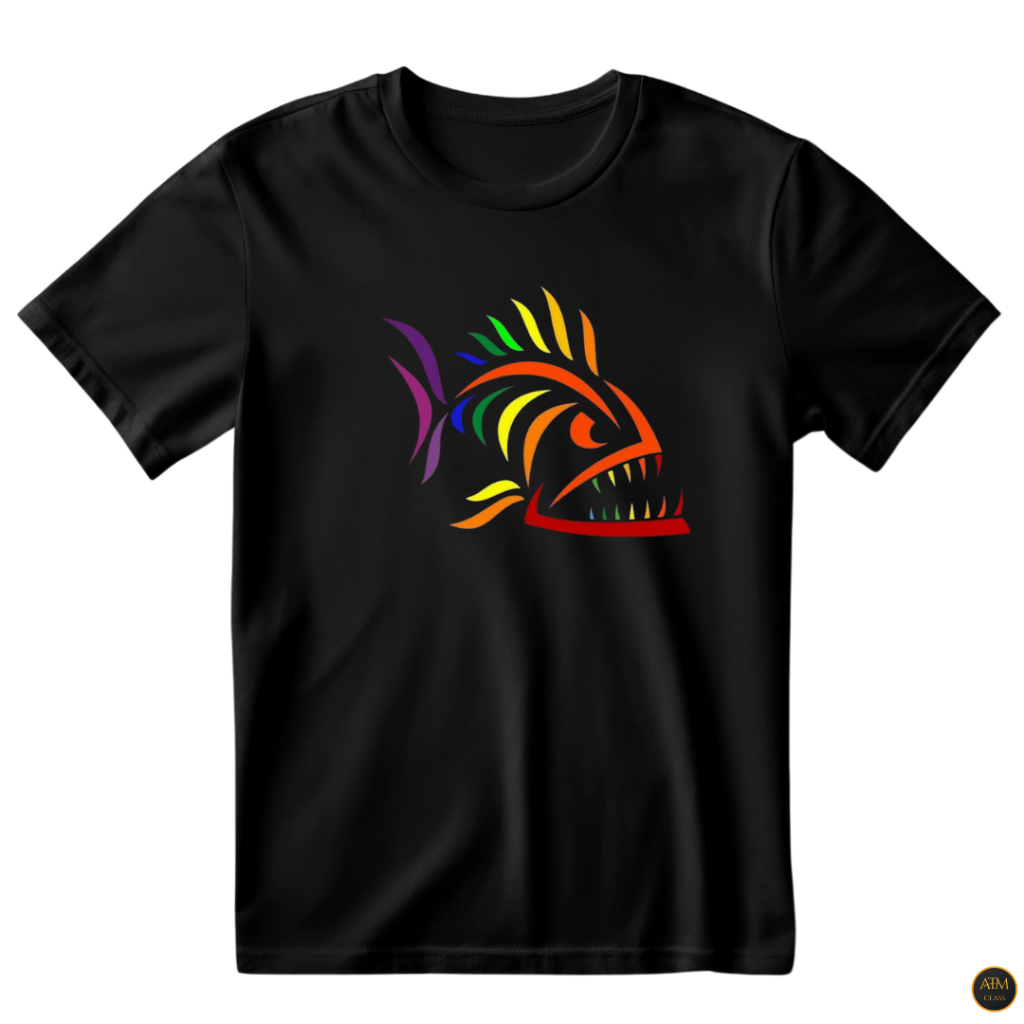 Camisa Unissex Peixe Colorido Camiseta Estampada Infantil e Adulto 100% Algodão - Envio Imediato
