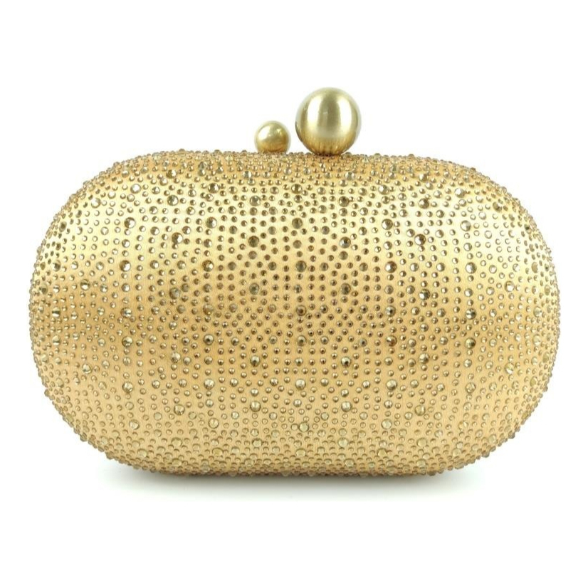 Bolsa Clutch Brilhante Strass de Festa Dourada Casamento Lançamento