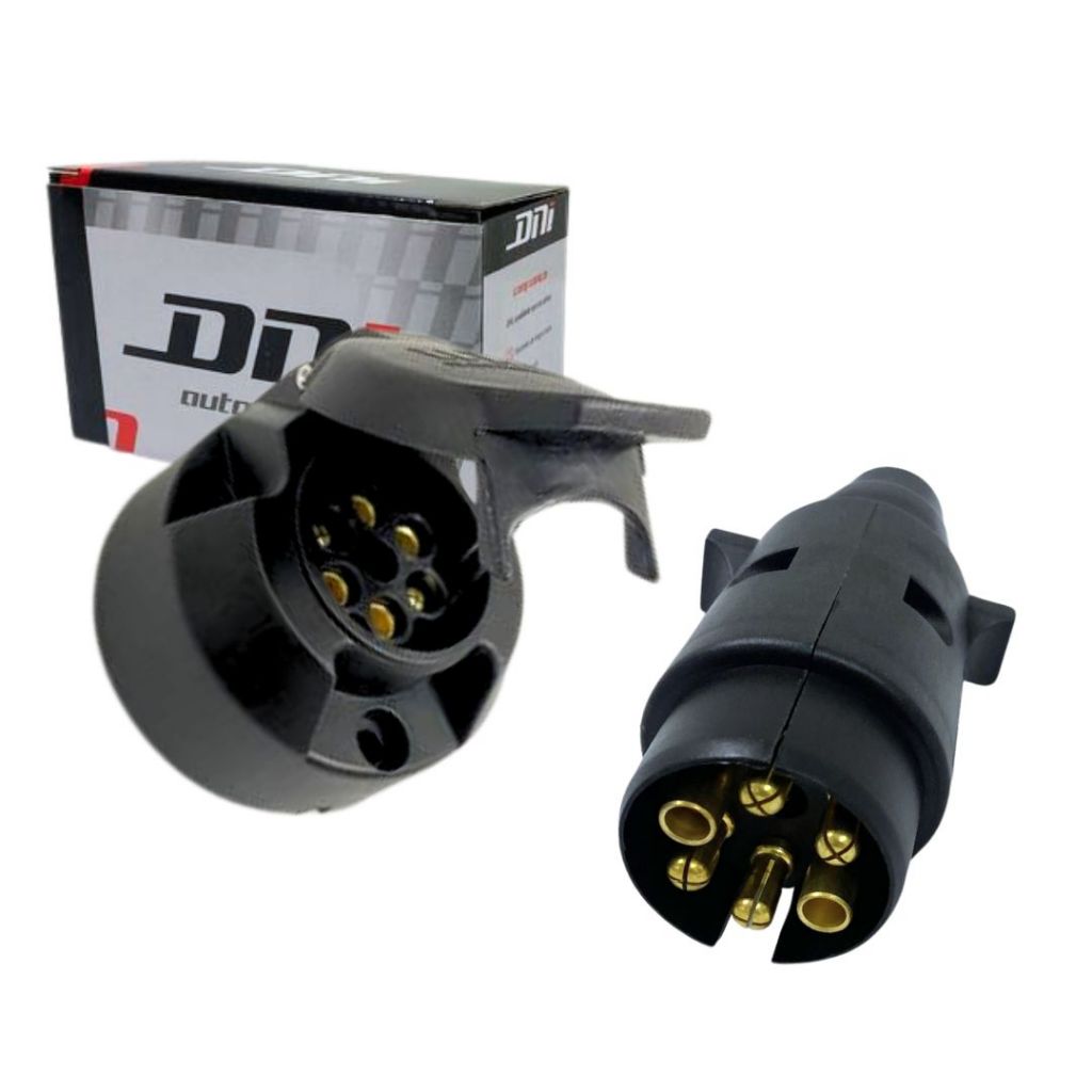 Kit Tomada 6 Polos Macho e Femea Carretinha Reboque Plug Tomada Carretinha Trailer 6 Polos em Oferta na Shopee