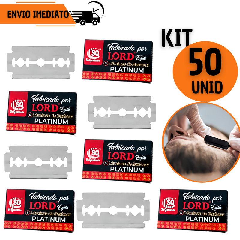 Lâmina Profissional 50 Unidades Platinum Navalha Barbeador Salão Profissional Afiada Barba Cabelo