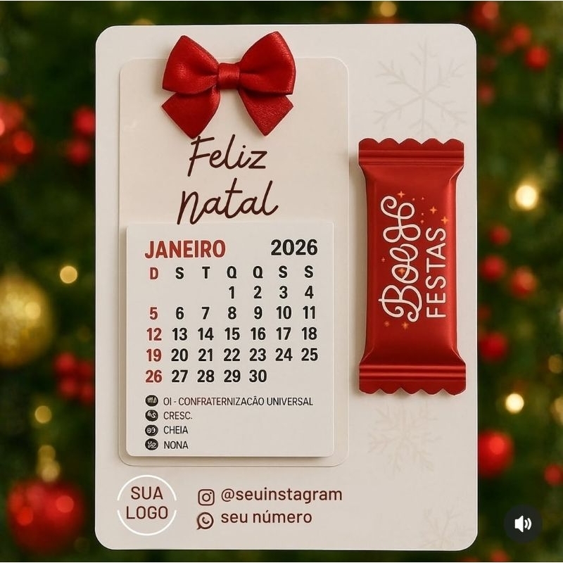 Calendário 2026 + Balinha Personaliza/Brindes/Corporativo/ Empresa/Mimo/Personalizados