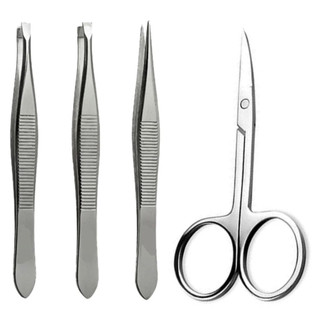 Kit 3 Pinças Profissional (Reta + Chanfrada + Ponta Agulha) Tesoura Tesourinha Sobrancelh…