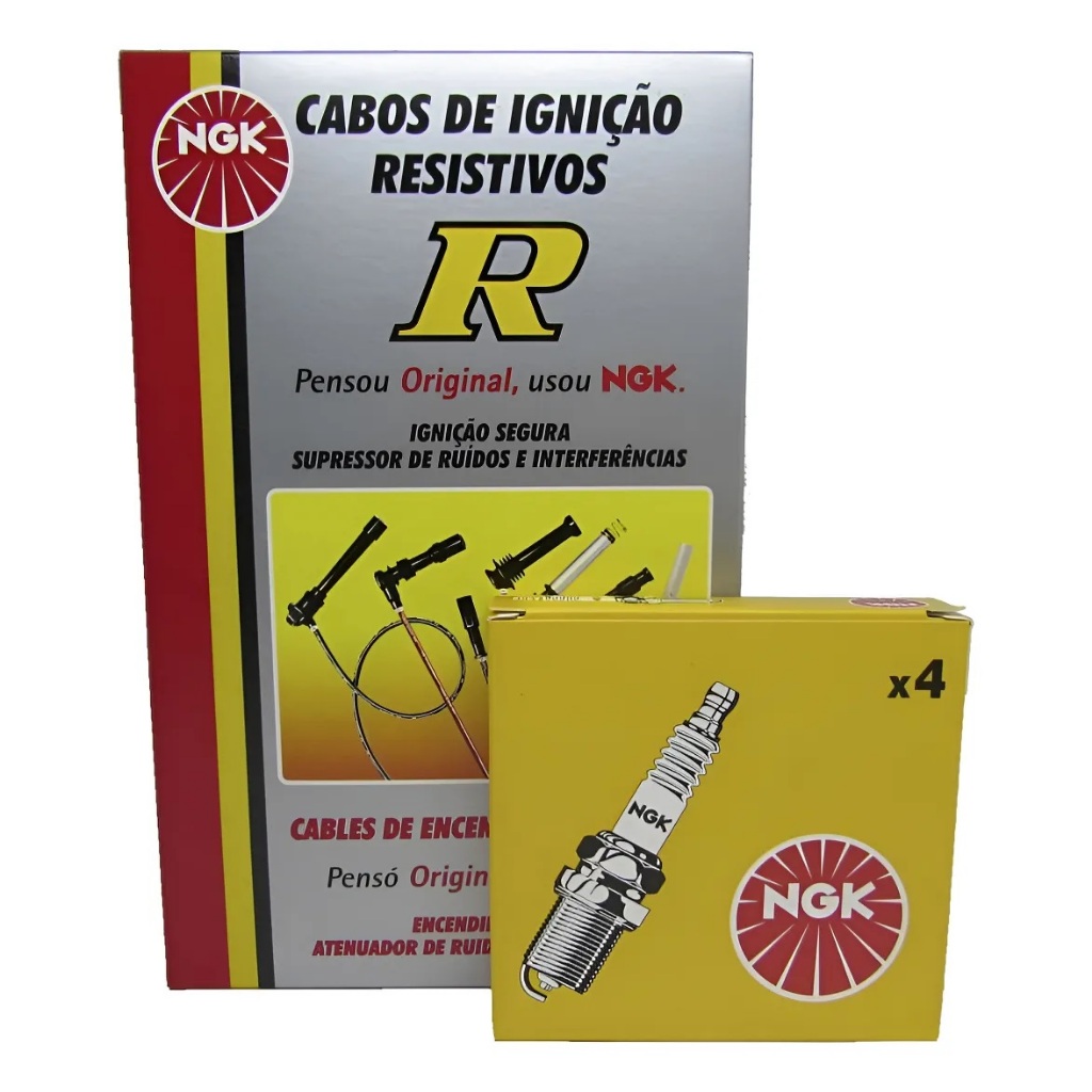 Kit Cabo E Jogo De Vela Ngk Fiat 147 Rallye 1050 1300 Álcool Preto
