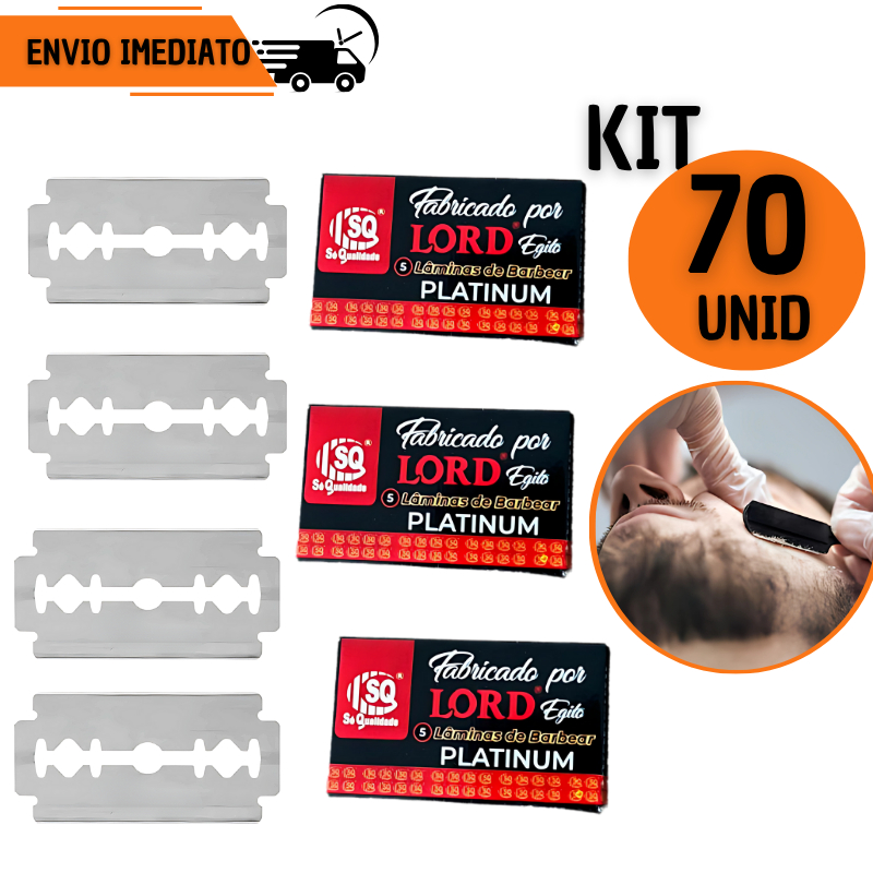 Kit 70 Lâminas de Barbear Profissional Dupla Afiada Navalha Barbeador Tradicional Salão Barbearia