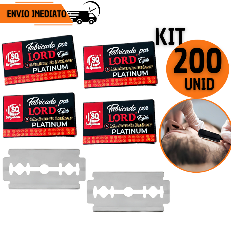 Lâmina Profissional 200 Unidades Platinum Navalha Barbeador Salão Profissional Afiada Barba Cabelo
