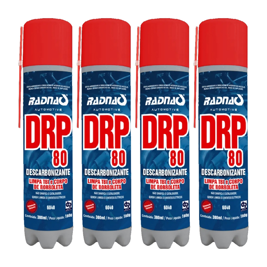 Kit 4 Descarbonizante Drp80 Limpa Bico Tbi 300ml Radnaq Car80