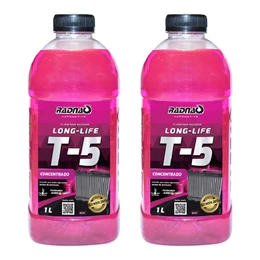 Kit 2 Aditivo Radiador Radnaq T-5 Concentrado Rosa 1 Litro