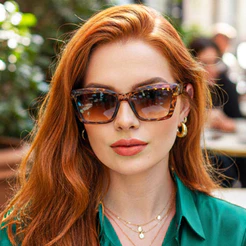 Oculos de Sol Gatinho Retangular Cara de Rica Social Casual Moda Feminina