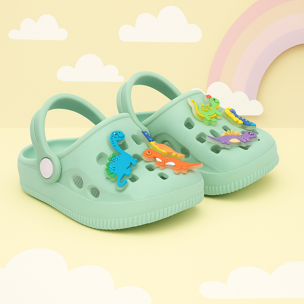 Sandália babuche infantil masculino menino dinossauro brilha no escuro lançamento