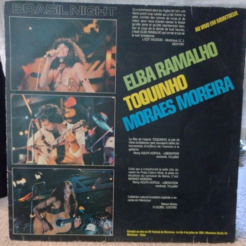 lp disco de vinil - Brasil Night Elba Ramalho/ Toquinho/ Moraes Moreira