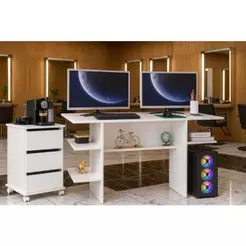 Kit Mesa Gamer Compacta & Gaveteiro 3 gavetas - Cores