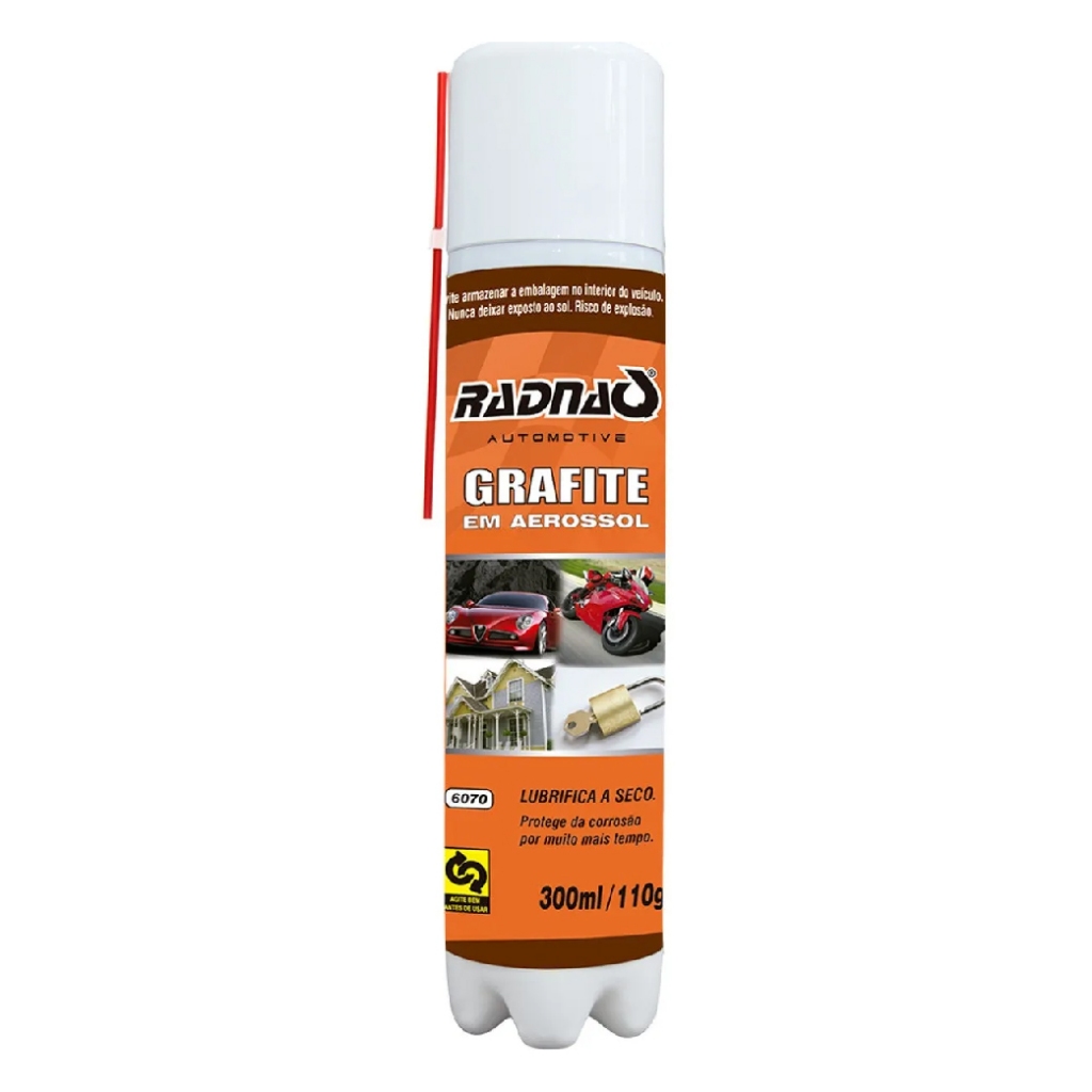 Grafite Spray Lubrificante A Seco 300ml Uso Geral Radnaq