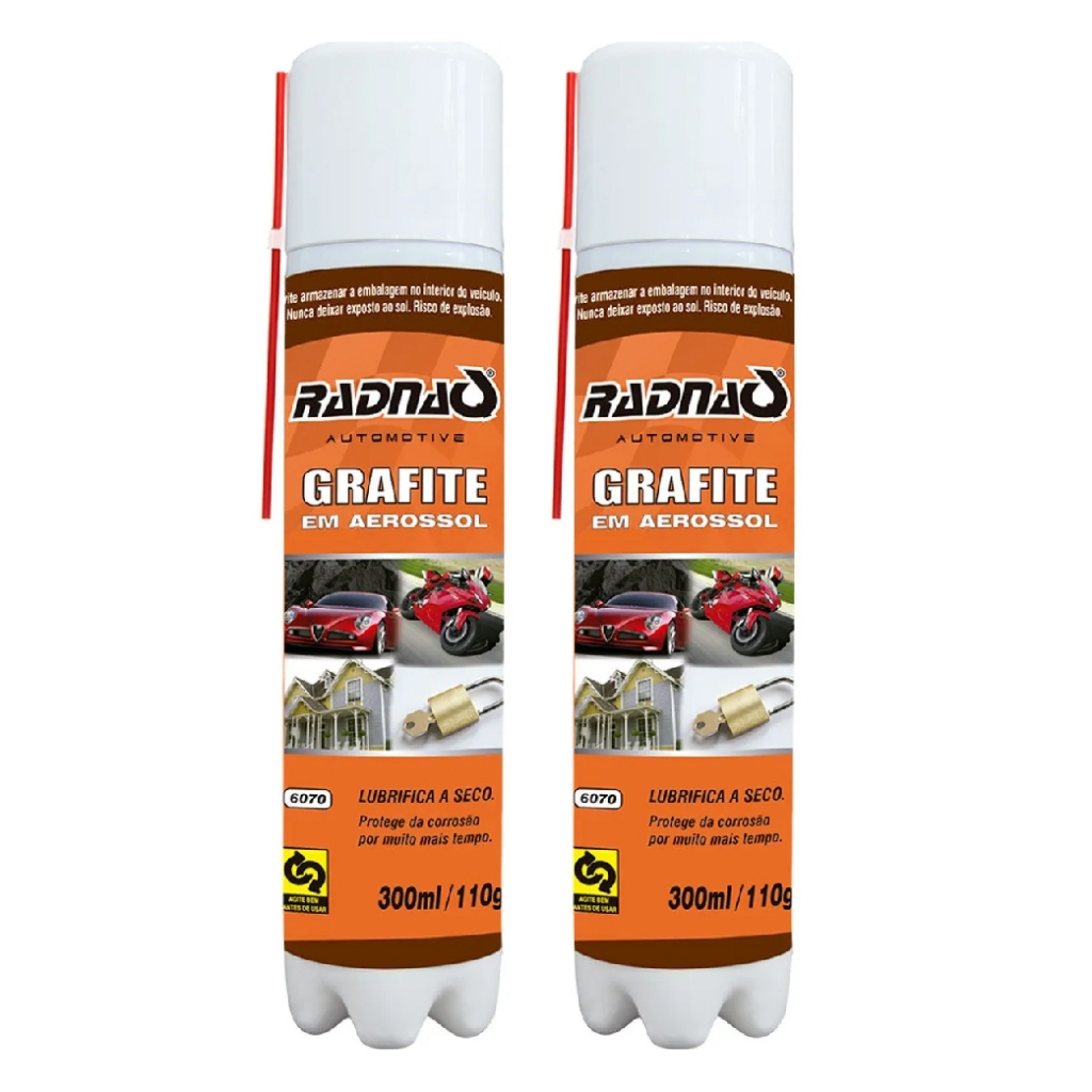 Kit 2 Grafite Spray Lubrificante A Seco 300ml Uso Geral