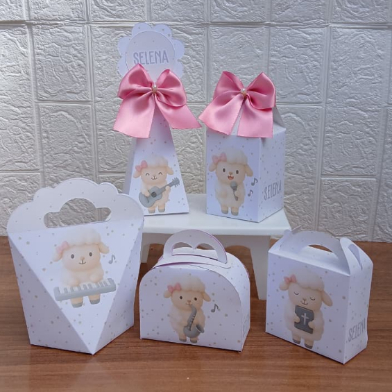 PERSONALIZADOS OVELHINHA APRESENTAÇÃO PEGUE E MONTE - Kit Festa MENINA  Lembrancinhas CAIXINHAS