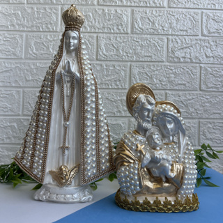 Nossa Senhora Aparecida Pérola Branca+ Sagrada Família Pérola Branca em Oferta na Shopee